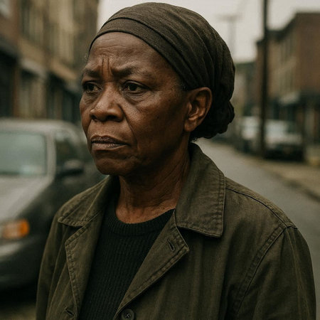 Portrait of an old African man in the street. Street fashion.の写真素材