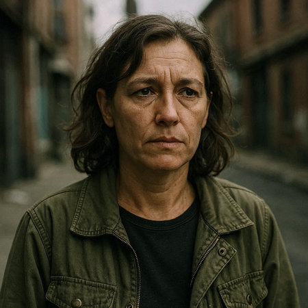 Portrait of a homeless man on the street. Homelessness.