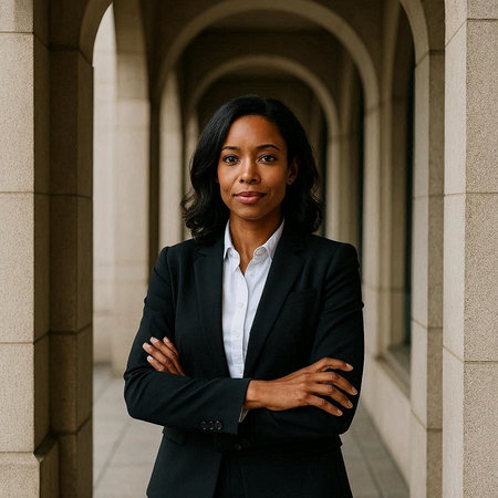 Portrait of a beautiful african american businesswoman in the city