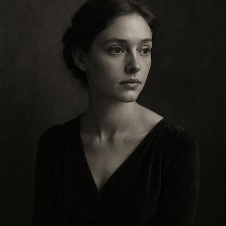 Portrait of a beautiful woman in a black dress on a dark background