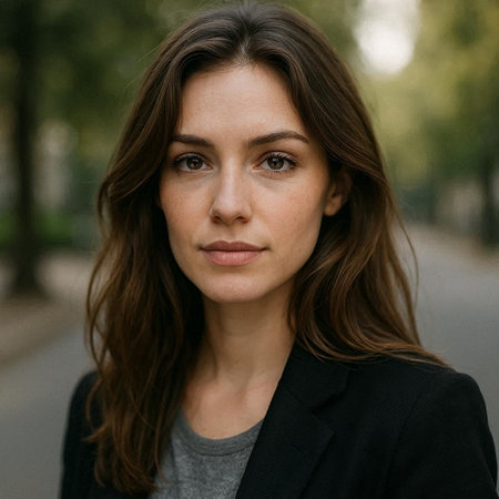 Portrait of a beautiful young brunette woman in a black coat