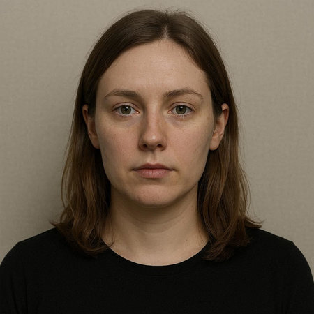 Portrait of a young woman with freckles on her face