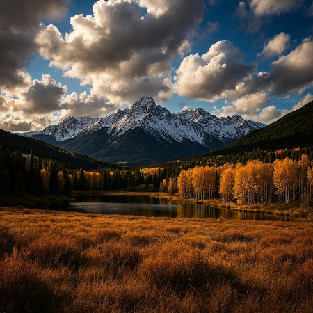 Colorful autumn landscape in the Rocky Mountains. Colorado, USA.