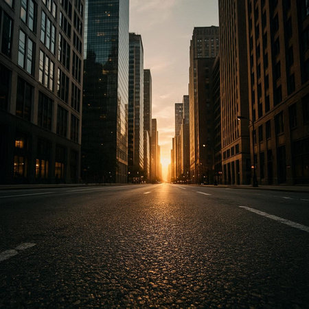 Sunset in Chicago, Illinois, United States of America. Cityscape.