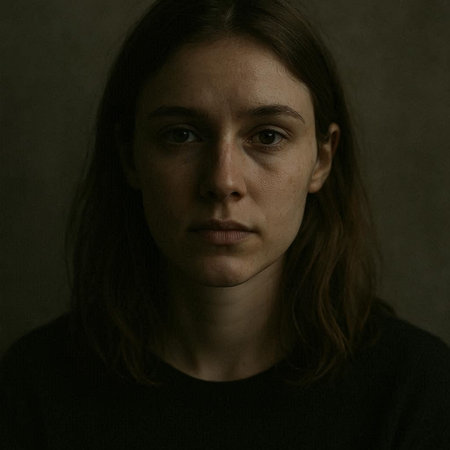 Portrait of a girl in a black sweater on a dark background