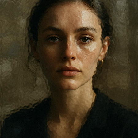 Portrait of a young woman in a black dress looking at the camera