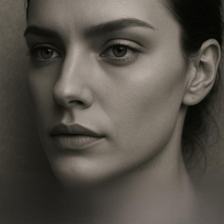 Portrait of a beautiful young woman. Studio shot. Toned.