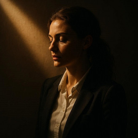Portrait of a beautiful woman in a suit on a dark background