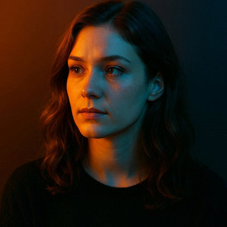 Portrait of a beautiful young woman with freckles on her face