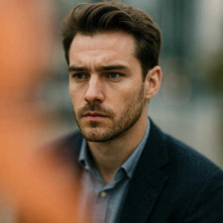 Portrait of a handsome man. Men's beauty, fashion.