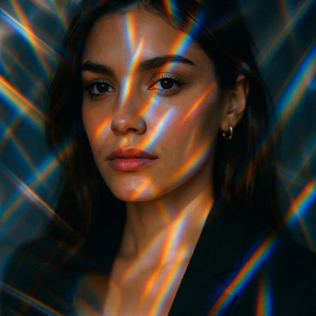 portrait of a beautiful young brunette woman in a black suit