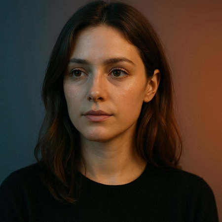 portrait of a beautiful girl with brown hair in a black sweater