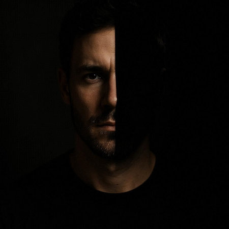 Portrait of a handsome man with a beard on a dark background