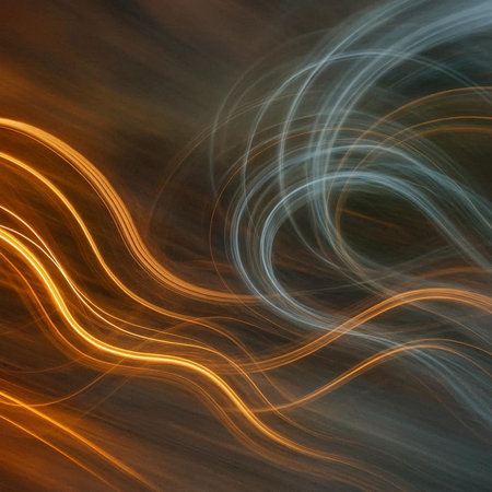abstract background with smooth lines in orange and blue colors, computer generated images