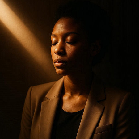 Portrait of a beautiful african american woman in a suit