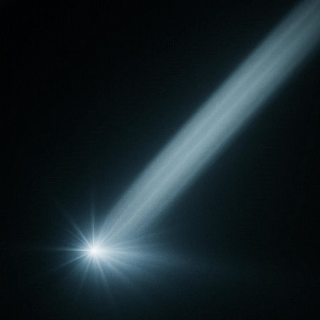 star with lens flare and bokeh effect on black background.