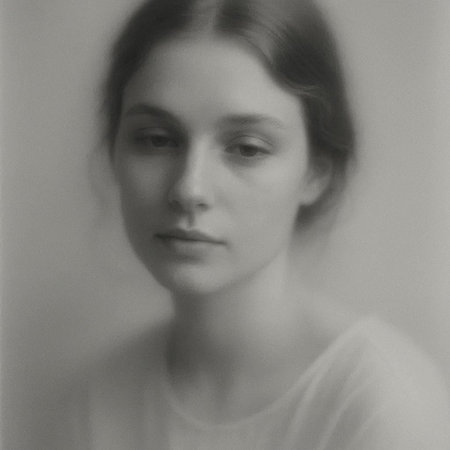 Portrait of a beautiful young woman. Sepia toned.の写真素材