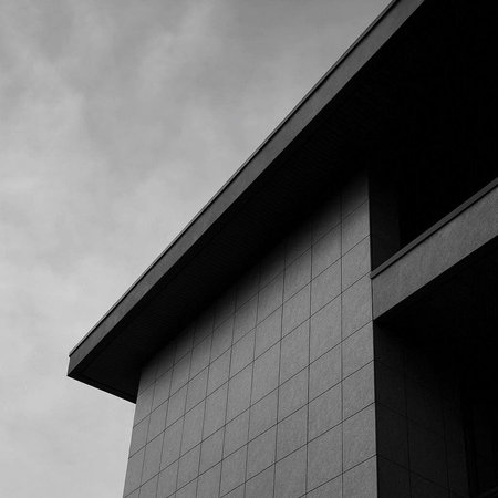 Modern office building detail. Architectural detail of modern building. Black and white.