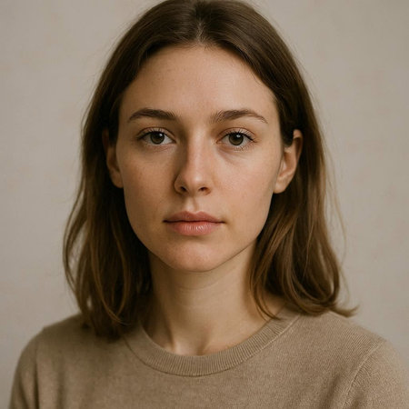 Portrait of a young girl with freckles on her face