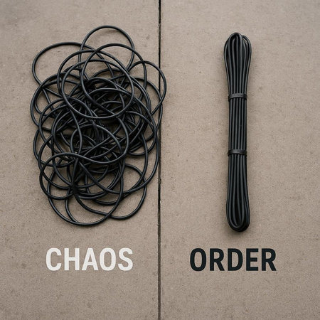 Black rubber rope on the floor. The concept of a healthy lifestyle.