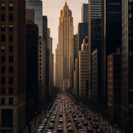 Traffic on the streets of Manhattan.