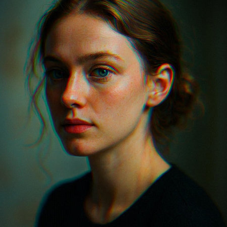 Portrait of a beautiful young woman in a black T-shirt