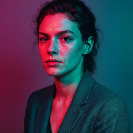 Portrait of a beautiful girl in a suit. Fashion shot.