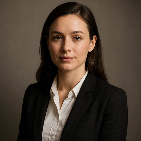 Portrait of a young businesswoman wearing a black suit and white shirt