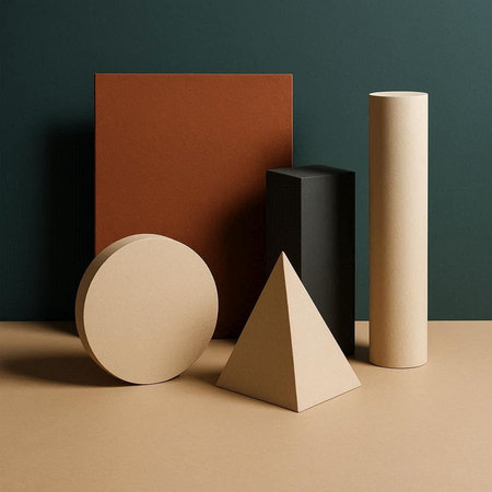 Abstract composition with geometric shapes. 3d render. Minimal design.