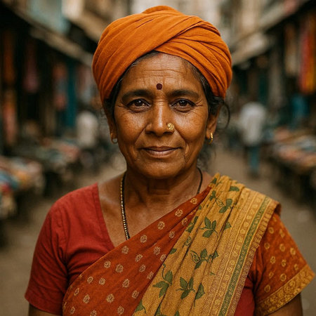 Portrait of a unknown Hindu woman at the Pashupatinath temple in the morningの写真素材
