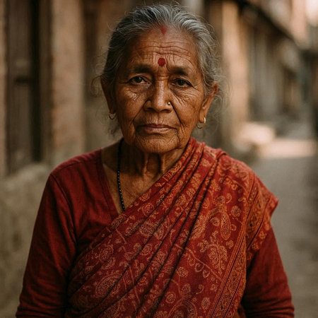 Portrait of a sad old womanの写真素材