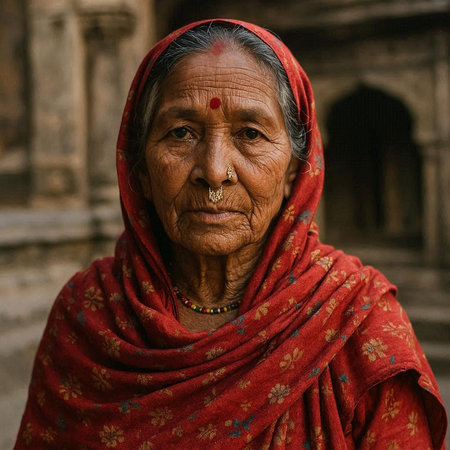 Portrait of an old womanの写真素材