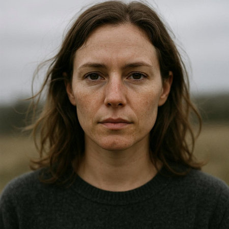 Portrait of a young woman with freckles on her face