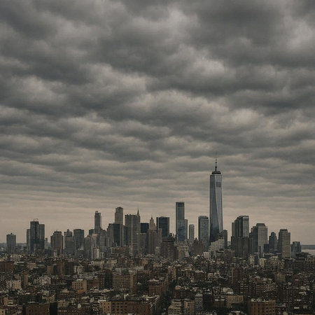 Aerial view of Lower Manhattan in New York City, USA.の写真素材