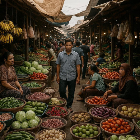Unidentified Burmese people sell vegetables at local market.