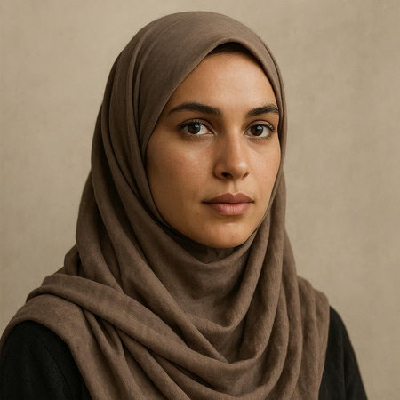 Portrait of a young muslim woman wearing a headscarf