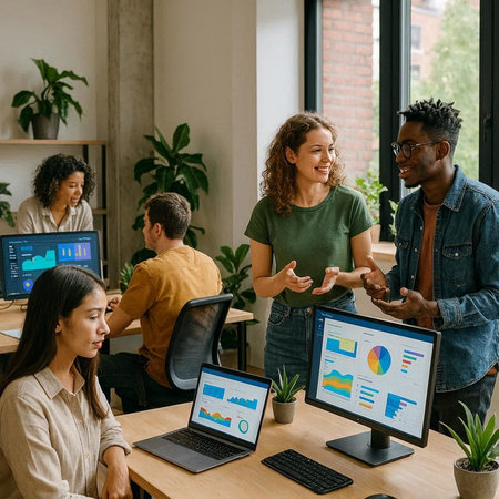 selective focus of multiethnic businesspeople working on computers in office