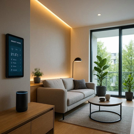 Interior of a living room in a modern house. Nobody inside