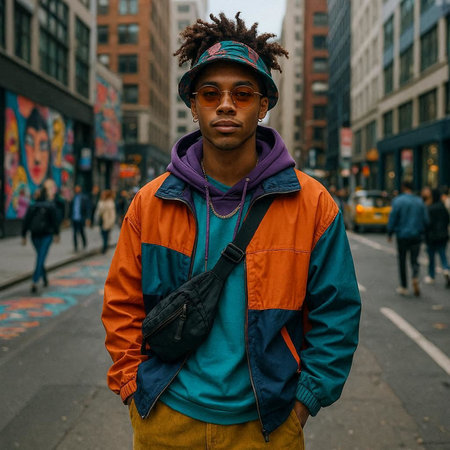 young handsome afro american man with dreadlocks in the cityの写真素材