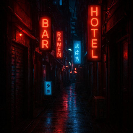HONG KONG old town street at night.