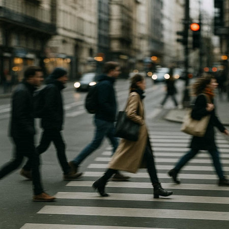 People crossing the street in London.