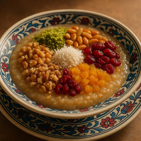 Traditional turkish dessert kunefe or kunafa, oatmeal with various fillings. Turkish cuisine.の写真素材