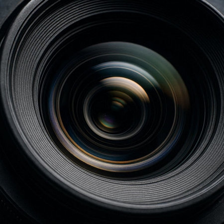 Close up of a camera lens. Shallow depth of field.