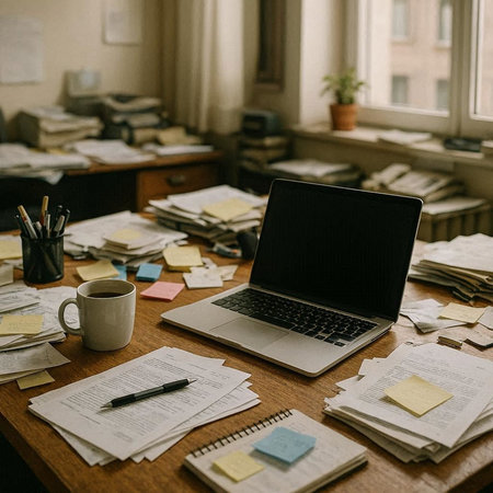 Office Workplace Laptop Notebook Stationery Working Concept Copy Space