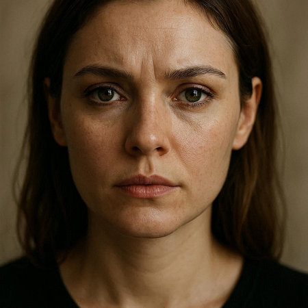 Portrait of a young woman looking at the camera with serious expression