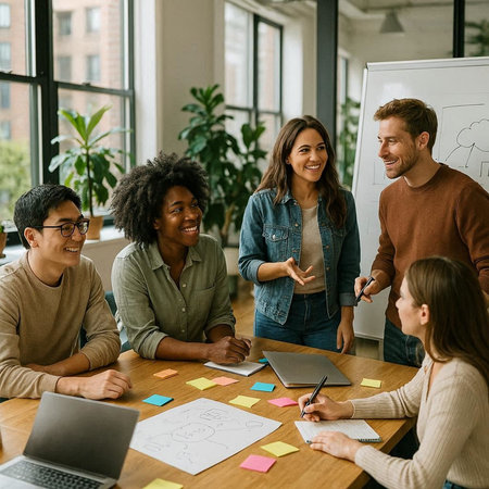 Group of young multiethnic business people working together in the office