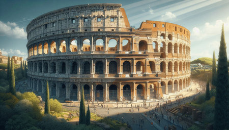 Colosseum in Rome, Italy. Panoramic viewの写真素材