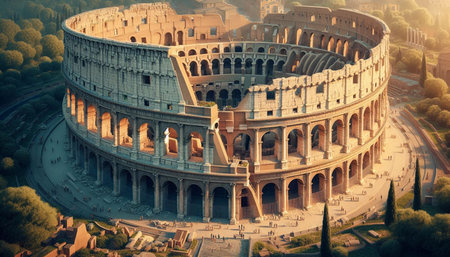 The Colosseum in Rome, Italy. Aerial view.の写真素材