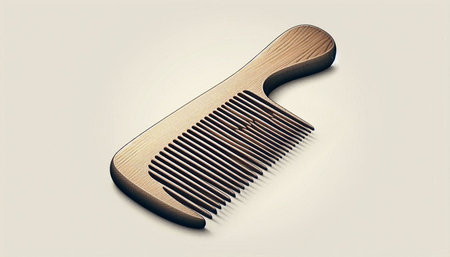 Wooden comb on a white background. 3D illustration. Vintage style.