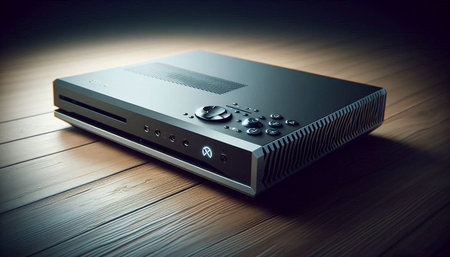 Digital music player on the wooden floor. Photo in old color image style